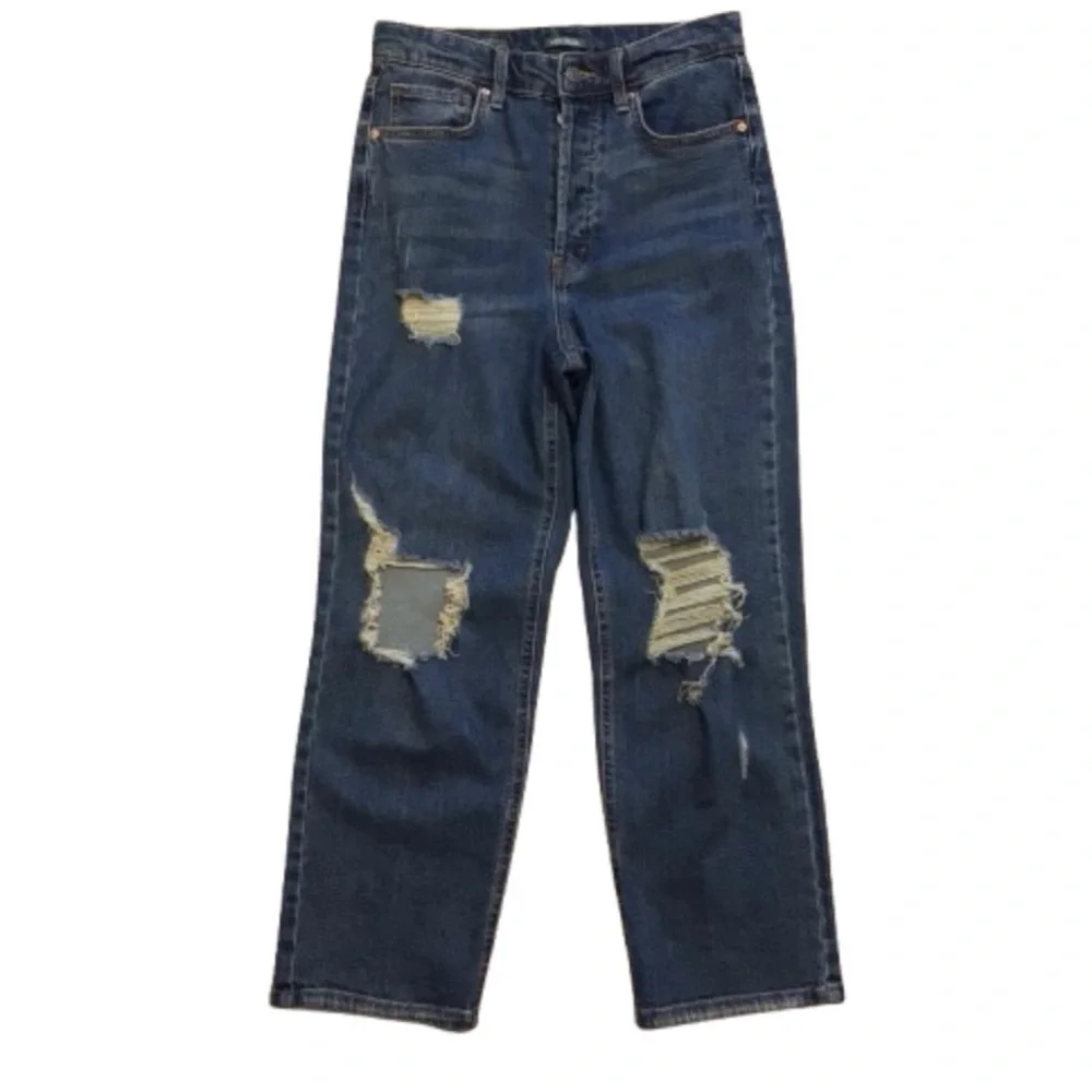 Wild Fable Highest Rise Straight Distressed Destructed Button Fly Jeans 4